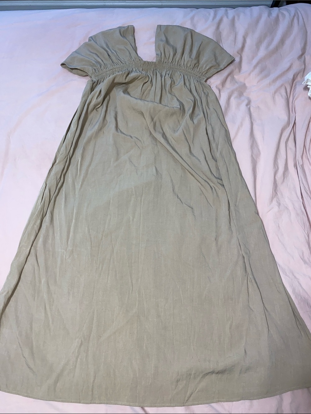 Smocked Bodice Maxi Dress in Beige - Effortless Everyday Style